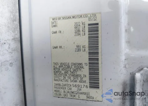 2012 Nissan Altima 3.5 Sr from USA, damaged, VIN 1N4BL2AP2CN569176